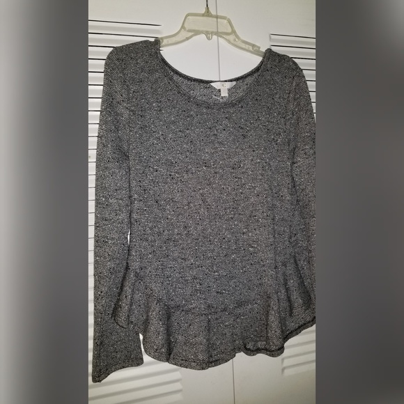 Charming Charlie Ruffled Silver/Gray blouse - Picture 2 of 4